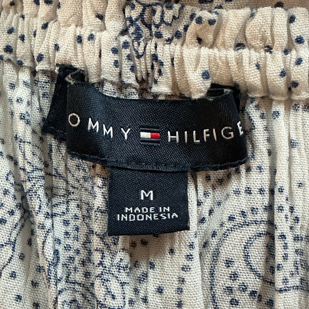 NWOT Tommy Hilfiger Blue Paisley Off the Shoulder Long Balloon Sleeves Top M - Picture 8 of 8
